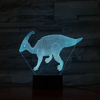 3D Lempos Atmosferą, baterijomis, Dinozaurų Parasaurolophus Spalva Keičiasi Nuostabus Atostogų Šiuolaikinės Dovana LED Nakties Šviesos Lempos