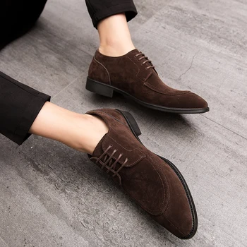 Vyriški batai 2019 m. pavasarį ir rudenį classic prekės ženklo patogus mados didelis dydis 48 paprasta suede nėriniai-up šlepetės suede batai