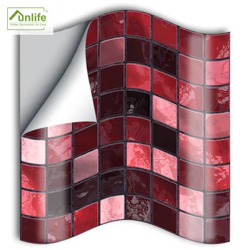 Funlife® Raudona Mozaika, Sienos Lipdukas Nuimamas Naftos Įrodymas Dekoratyvinis Lipnios 