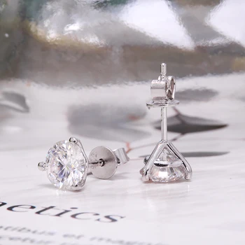 AEAW 925 Klasikinis Sidabro 2ctw F spalva Moissanite VVS Fine Jewelry Diamond Stud Auskarai Su sertifikatu Moterims, Dovana