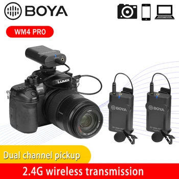 BOYA BY-WM4 Pro K1/K2 Dual Channel 2.4 G Bevielio Lavalier Studija Kondensatoriaus Mikrofonas, Canon nikon DSLR Fotoaparatą, mobilųjį telefoną