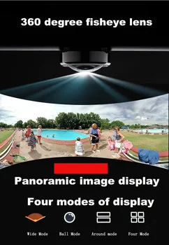4.5 colio 360 laipsnių panoramines automobilių DVR1080P prietaisų skydelis kamera IPS ekranas, dvigubas objektyvas, naktinio matymo priežiūros vaizdo įrašymas