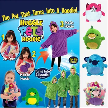 Laimingi Vaikai, Augintiniai Hoodie Antklodė Hoodie Nappers Vaikų Palaidinukė naminių Gyvūnėlių Formos Nešiojami Vilnos Hoodie Žiemą Vaikams