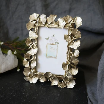 Derva Retro Frame Golden Ginkgo Lapų Foto Rėmelis Namų Dekoracijos
