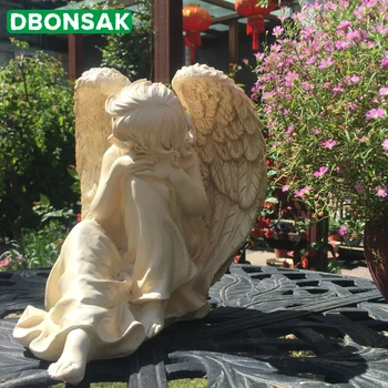 Lauko Laimės Angelas Ornamentu Dervos Angelų Skulptūrų Sodas, Parkas, Kieme Miegančioji Gražuolė Amatų, Apdailos Darbalaukio Figūrėlės