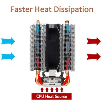 3/4pin CPU Aušintuvo 4 Variniai Heatpipe Heatsink Dual Bokštas Tylus Aušinimo Ventiliatorius Intel 775/1155/1156/1366 AMD VVG 2011 m. X79 X99
