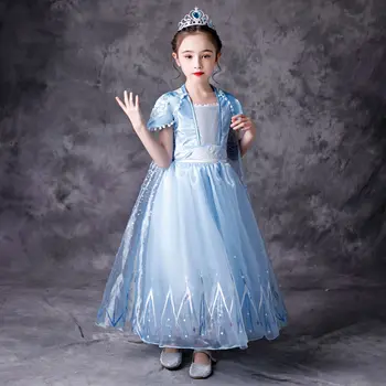 Disney Princesė Mergaitės Suknelė, Vaikams, Suknelės Mergaitėms Kalėdų Dress Up Kostiumas Šalis Sušaldyti 2 Elsa Pavasario Drabužių, pūkų kamuoliuką Medžiaga