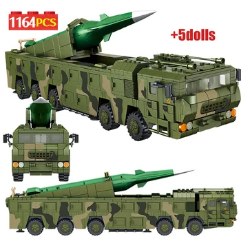 1164PCS Miesto Mūšis Raketų Automobilių Transporto Blokai WW2 Karinės Armijos Sunkvežimiai Modelis Kareivis Duomenys Plytų Žaislai Vaikams