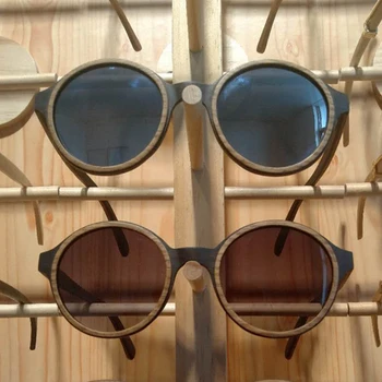 Derliaus apvaliosios Medienos Akiniai nuo saulės Vyrams Graikinių riešutų Ebony Rėmo Rankų darbo Poliarizuotas Lęšis moteriški saulės akiniai