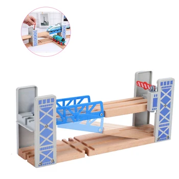 Medinio Traukinio bėgiai Geležinkelio Žaislų Rinkinys Medinė dviaukštė Tiltas Mediniai Reikmenys Viaduko Modelį, vaiko Žaislai, Vaikų Dovanų