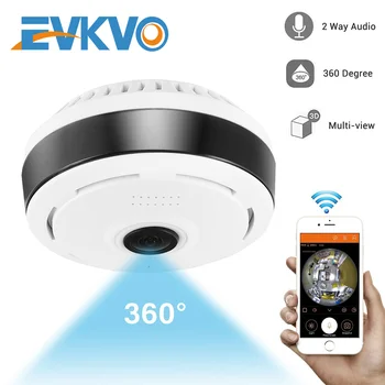 EVKVO Fisheye IP Kamera, WiFi 1080P 360 Laipsnių Panoramines Belaidžio Namų Saugumo VAIZDO Kamera, infraraudonųjų SPINDULIŲ Naktinio Matymo Stebėjimo Kamerą