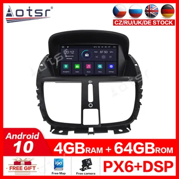 4G+64GB Aotsr Android 10.0 Automobilių DVD grotuvas, Peugeot 207 2008-GPS Navigacija Radijo Stereo Multimedijos Nemokamą Žemėlapį Nemokamai Fotoaparatas