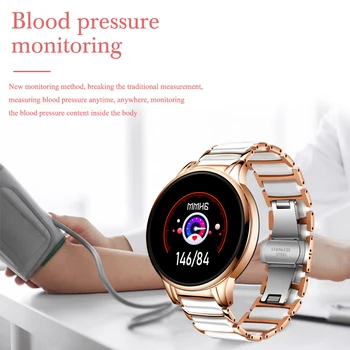 LIGE Ponios Smart Watch Širdies ritmas, Kraujo Spaudimas Informacija Priminimas Sporto Vandeniui smartwatch Moterų 2020 Naujas Keramikos Dirželis