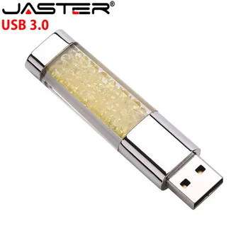 JASTER USB 3.0 Kristalų dovana usb falsh ratai skaidrus pendrive 4 GB 16GB 32GB 64GB memory stick U disko nemokamas pristatymas