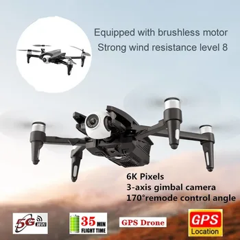 NAUJAS Profissional Drone 6K Dvigubą Kamerą Drone 3-Ašis Gimbal 50X ZOOM 170° ESC FPV Drone RC Atstumas 2km GPS Drone Quadcopter Žaislas