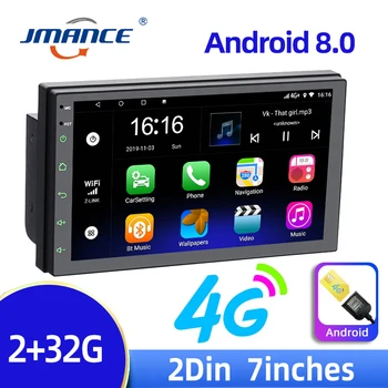 JMANCE 2DIN 4G Tinklo 2+32G Reguliuojamas FM 7 Colių RDS Automobilio Stereo Radijas Android 8.0 Quad-Core GPS Navigacijos Automobilinį Radijo Grotuvas
