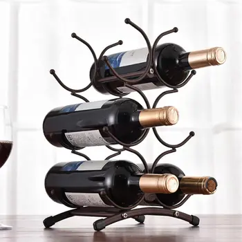 Europos stilius 6 Butelis Vyno Stovas Metalo Stovinčioje Virtuvės Laikymo Stovas Vyno Kabineto Vynuogių Vyno Lentynos Ekranas Baras