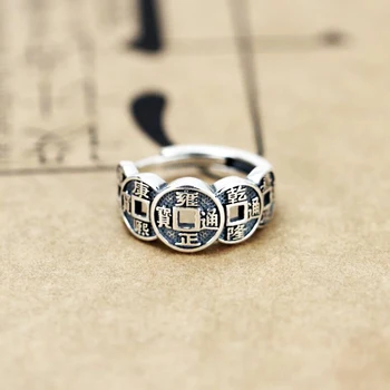 Žiedas retro punk, gothic stiliaus penkių imperatorius monetos atidarymo žiedas vyrams ir moterims valdinga retro pasisekė papuošalai neišblunka