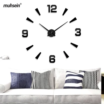 Muhsein Modernus Sieninis Laikrodis 3D Romėniškais Skaitmenimis Laikrodis Didelio Dydžio 