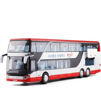 Išskirtinį 1:50 kelionės autobusu lydinio modelis,modeliavimas dviaukštis autobusas modelis,vaikų garso ir šviesos traukti atgal, žaislai,nemokamas pristatymas