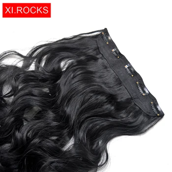 Wjj12070/1p Xi Uolų Garbanotas Sintetinių Plaukų Įrašą Plėtinius Juoda Moterų perukas Ilgas Klipas Perukai