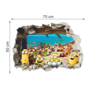 Geltona vyras 3D efektas Siena Lipdukas paplūdimio Atostogų Langą Kūdikių, Vaikų Kambario, Miegamojo Decoraton Vinilo Lipdukai Dailės Freskos Plakatas