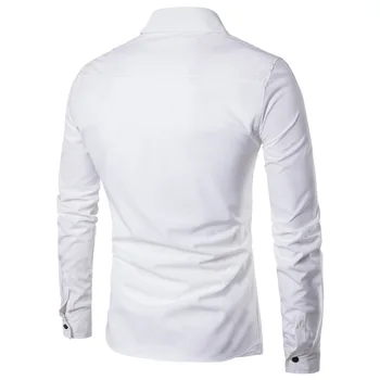 Mados UK projektavimo M-2XL vyriški marškiniai, visas rankovės gryna spalva atsitiktinis jaunų berniukų viršūnes Slim fit nemokamas pristatymas