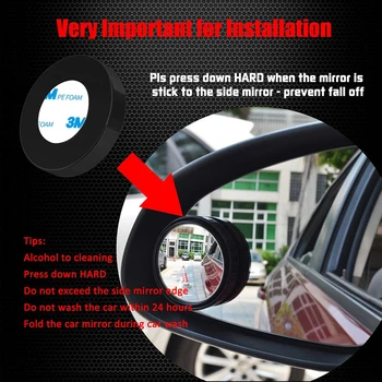 2vnt aklojoje Veidrodžių 360 Laipsnių Reguliuojamas HD Stiklo Plataus Kampo Turas Išgaubtas Veidrodis mirę zonos saugos galinio vaizdo veidrodėlis