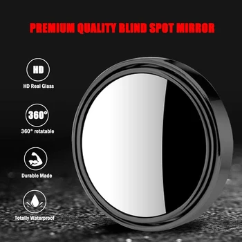 2vnt aklojoje Veidrodžių 360 Laipsnių Reguliuojamas HD Stiklo Plataus Kampo Turas Išgaubtas Veidrodis mirę zonos saugos galinio vaizdo veidrodėlis