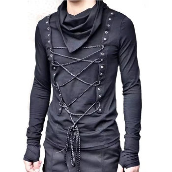 Vyrų klubą, DJ, dainininkas hip-hop, punk rock black marškinėliai gotikos ilgomis rankovėmis viršūnes moterų harajuku slim fit streetwear grobis drabužiai
