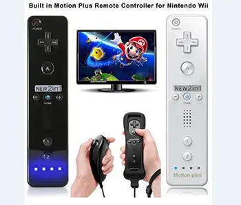 2 in 1 Belaidis Nuotolinio valdymo pultelis Built-in Motion Plus +Nunchuck +Silikono Atveju Gamepad Kreiptuką Vaizdo Žaidimas Nintendo Wii