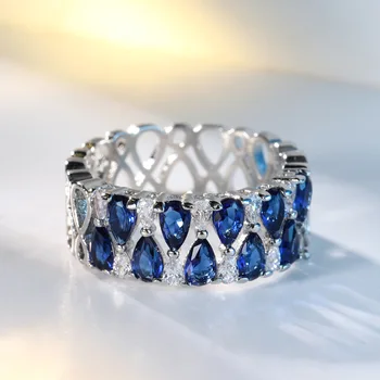 2020 Nauji Aukštos Qualtiy Paprastas Medaus Meilužis Pakabukai Kriaušės formos Royal Blue Crystal Žiedas Blizga CZ Papuošalai Piršto Priedai