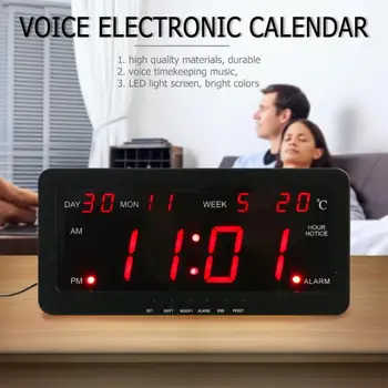 Elektroniniai Balso Muzikos Amžiną Kalendorių Skaitmeninis Displėjus, Temperatūros Signalizacija ClockHome Dekoro Didelis LED Šviesos ekranas, Naujas