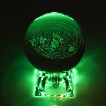6cm 3D Graviruotas Galaxy saulės sistemos Kristalų lempos naktį šviesos šviesos Amatų Stiklo apvalus Rutulys Namų biuro stalas Dekoro lempos