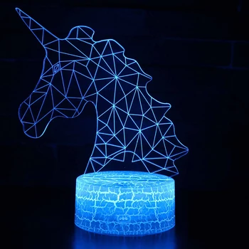 Vienaragis Lempos Romantišką Naktį šviesos diodų (LED Stalo Lempa 3D LED Nakties Šviesos Nuotolinio Valdymo Vaikams Kalėdų Dovana, Namų Puošybai D30