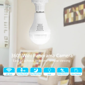 Vaizdo Stebėjimo Kameros su Wi-fi IP Kamera 360 Laipsnių LED Šviesos Saugumo WiFi Lemputė Kamera Dviem Būdais Garso Patalpų ir Lauko