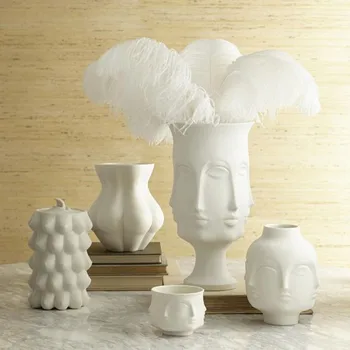 Krūtinės Organų Vaza Grynas Gėlių kompozicijų Grožį Kūno Konteinerių trimatis Saugojimo Puodą Butelis Baltos Keramikos Amato