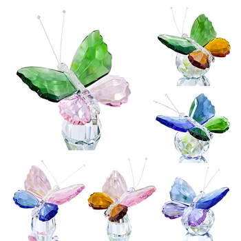 H&D 6 Stiliaus Mielas Crystal Butterfly Stiklo Amatų Gamtinių Akmenų, Gyvūnų Figūrėlės Ornamentu Namų Darbalaukio Puošimas Vestuvių Suvenyrų Dovanos