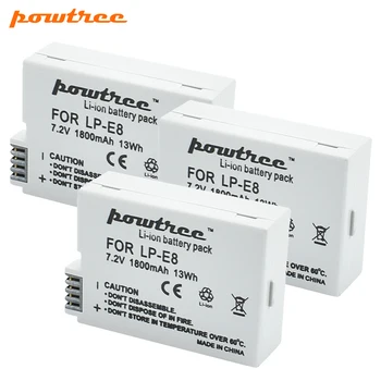 Powtree 1800mAh LP-E8 LPE8 LP E8 Baterija Batterie AKKU + LCD Kroviklis Canon EOS 550D 600D 650D 700D X4 X5 X6i X7i T2i T3i