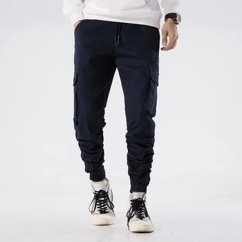 Naujas Pavasarį Hip-hop Pants Mens Mados Atsitiktinis Sweatpants Kelnės Vyrams Streetwear kišenėje dizainas Haremo kelnės lašas laivybos ABZ111