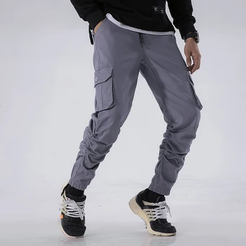 Naujas Pavasarį Hip-hop Pants Mens Mados Atsitiktinis Sweatpants Kelnės Vyrams Streetwear kišenėje dizainas Haremo kelnės lašas laivybos ABZ111