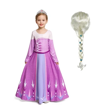 Violetinė Elsa Merginos Princesė Kalėdų Sniego Karalienė Mergina Dress Vaikai Cosplay Suknelė Halloween Kostiumai Vaikams Šalis Suknelė