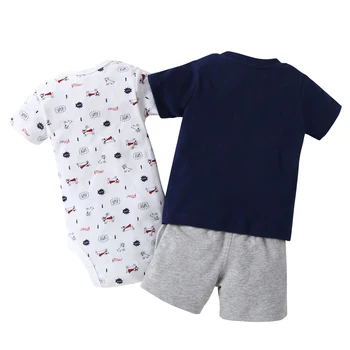 Vasaros berniuko apranga trumpas rankovės animacinių filmų marškinėliai topai+o-kaklo bodysuit+šortai naujagimių drabužiai nustatyti naujas gimęs drabužiai kostiumas 6-24M