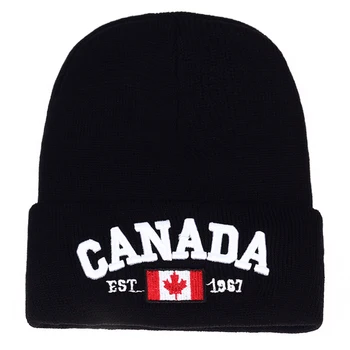 Nauja Rudens Žiemos Megztos Kepurės Vyrams, Moterims, Kanada Laišką, Siuvinėjimas Medvilnės Kepurės Rudenį Skrybėlę Atsitiktinis Berniukas Bžūp Vyrų Kepurės