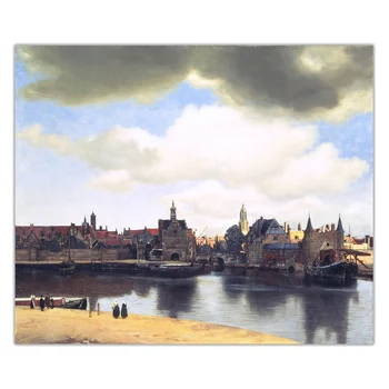 Citon Johannes Vermeer《Atsižvelgiant Delft, 1661》Drobė, Aliejus, Tapyba Meno kūrinius Nuotrauką Plakatas Žinomų Tapybos Sienų Dekoras Namų Puošybai