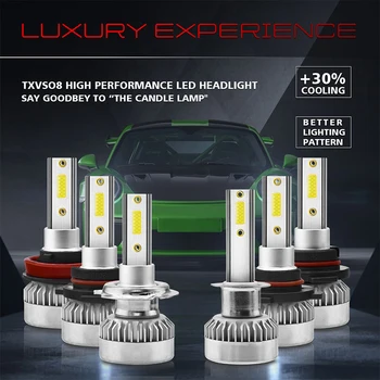 Super Ryškus LED Žibintų 6000k H7, H4, H8/H9/H11 9005 9006 Automobilių Lemputės Priekyje Lempa Didelės Galios 4000LM LED Rūko Žibintas
