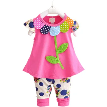 Baby girl drabužių rinkiniai 2018 m. vasaros Naujagimių drabužiai nustatyti medvilnės marškinėliai+kelnės kombinezonas kūdikiams trumpomis rankovėmis, tinka vaikų mergaičių rinkinys