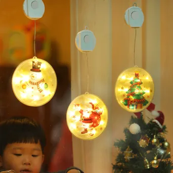 Star Lango Užuolaidėlė LED String Light Su Gyvis Baterija Kalėdų Senelis Kalėdų Eglutė Lango Žvaigždė Kabinti Šviesos Girlianda