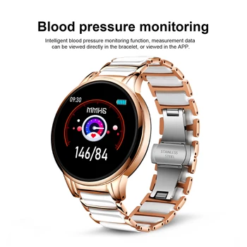 LIGE 2020 Naujas Smart Žiūrėti Ponios Širdies ritmas, Kraujo Spaudimas Informacija Priminimas Sporto Vandeniui Keramikos Dirželis smartwatch Moterims