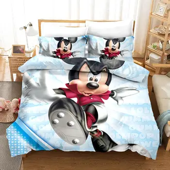 Blue Disney Mickey Mouse Antklode Padengti Vaikams Patalynės dviejų Dydis Coverlet Vieno Karalienė 3pc Vaikų Berniukų Miegamasis Dekoro Dvigubai 3D